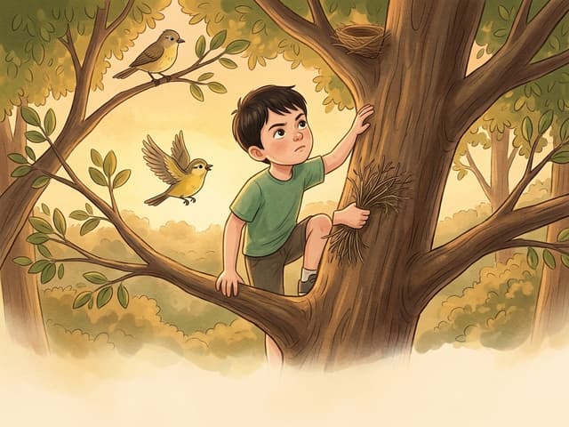 Child illustrated climbing bravely